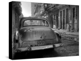 Blue Car in Havana, Cuba, Caribbean-Nadia Isakova-Stretched Canvas