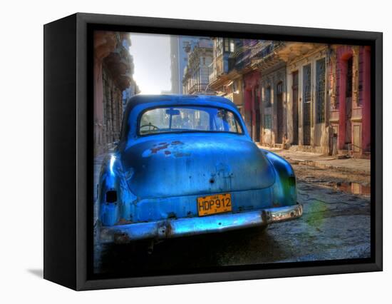 Blue Car in Havana, Cuba, Caribbean-Nadia Isakova-Framed Stretched Canvas