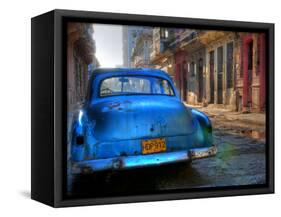 Blue Car in Havana, Cuba, Caribbean-Nadia Isakova-Framed Stretched Canvas