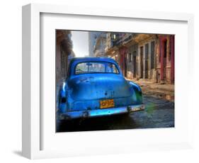 Blue Car in Havana, Cuba, Caribbean-Nadia Isakova-Framed Photographic Print