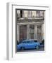 Blue Car Parked Outside a Shabby House in Old Havana, Cuba, West Indies, Central America-Mawson Mark-Framed Photographic Print