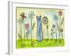 Blue Cat in the Flower Garden-Wyanne-Framed Giclee Print