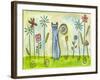 Blue Cat in the Flower Garden-Wyanne-Framed Giclee Print