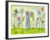 Blue Cat in the Flower Garden-Wyanne-Framed Giclee Print