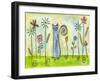 Blue Cat in the Flower Garden-Wyanne-Framed Giclee Print