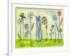 Blue Cat in the Flower Garden-Wyanne-Framed Giclee Print