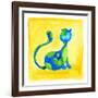 Blue Cat with Green Spots-null-Framed Giclee Print