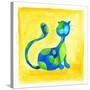 Blue Cat with Green Spots-null-Stretched Canvas