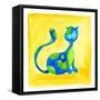 Blue Cat with Green Spots-null-Framed Stretched Canvas