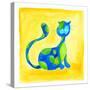 Blue Cat with Green Spots-null-Stretched Canvas