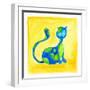 Blue Cat with Green Spots-null-Framed Giclee Print