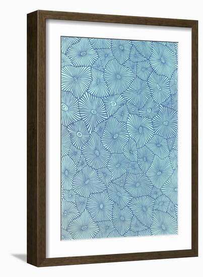 Blue Cell Pattern-null-Framed Art Print