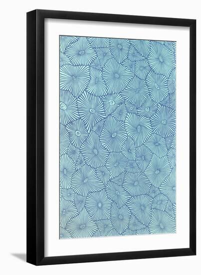 Blue Cell Pattern-null-Framed Art Print