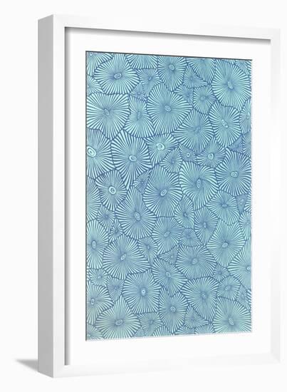 Blue Cell Pattern-null-Framed Art Print