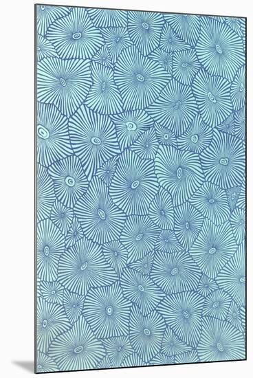 Blue Cell Pattern-null-Mounted Art Print