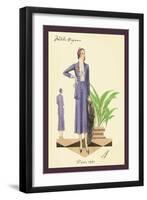 Blue Checkered Suit with Stole and Gloves-null-Framed Art Print