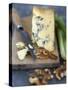 Blue Cheese and Walnuts with a Knife on a Chopping Board-Adrian Lawrence-Stretched Canvas