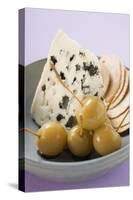 Blue Cheese with Pickled Cherries and Crackers-Eising Studio - Food Photo and Video-Stretched Canvas