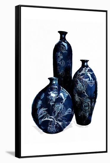 Blue China Vases-OnRei-Framed Stretched Canvas