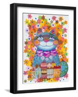 Blue Christmas Cat-Oxana Zaika-Framed Giclee Print