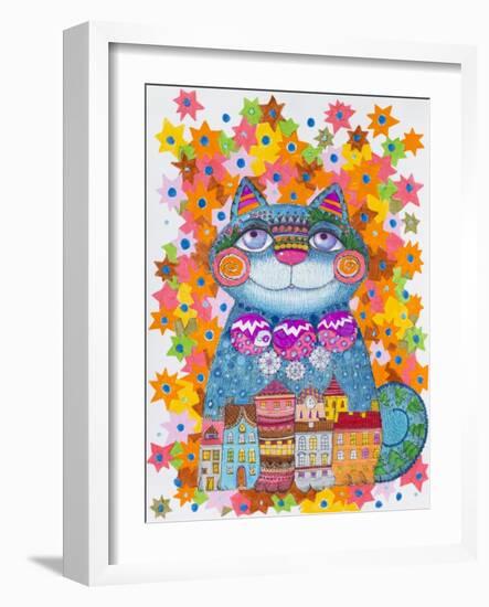 Blue Christmas Cat-Oxana Zaika-Framed Giclee Print