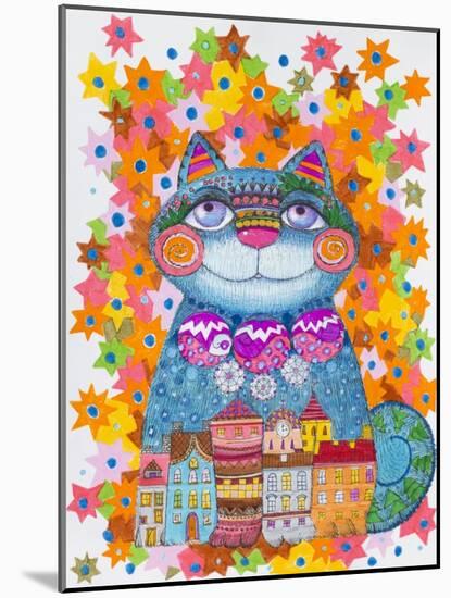 Blue Christmas Cat-Oxana Zaika-Mounted Giclee Print