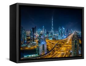 Blue city-Khalid Jamal-Framed Stretched Canvas