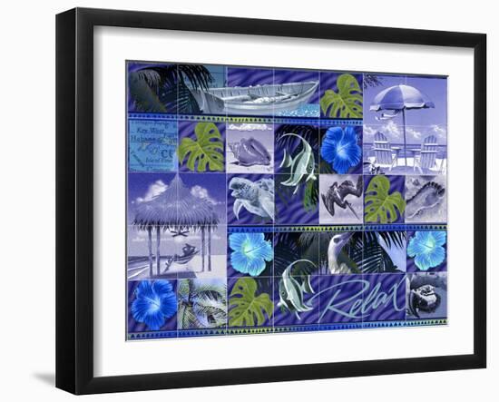 Blue Coastal Mosaic-James Mazzotta-Framed Giclee Print