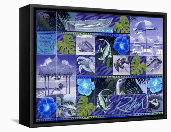 Blue Coastal Mosaic-James Mazzotta-Framed Stretched Canvas