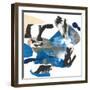 Blue Collage I-Jodi Fuchs-Framed Art Print