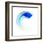 Blue Colored round Brush Stroke-oriontrail2-Framed Art Print