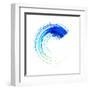 Blue Colored round Brush Stroke-oriontrail2-Framed Art Print