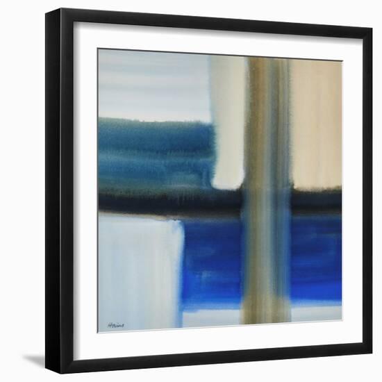 Blue Composition, 20Th Century (Watercolour)-Eric Hains-Framed Giclee Print