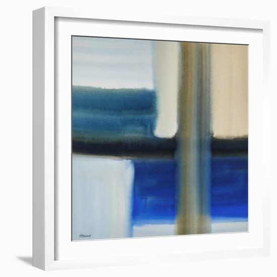 Blue Composition, 20Th Century (Watercolour)-Eric Hains-Framed Giclee Print