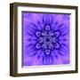 Blue Concentric Flower Center: Mandala Kaleidoscopic-tr3gi-Framed Art Print