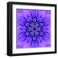 Blue Concentric Flower Center: Mandala Kaleidoscopic-tr3gi-Framed Art Print