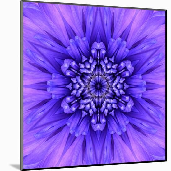 Blue Concentric Flower Center: Mandala Kaleidoscopic-tr3gi-Mounted Art Print