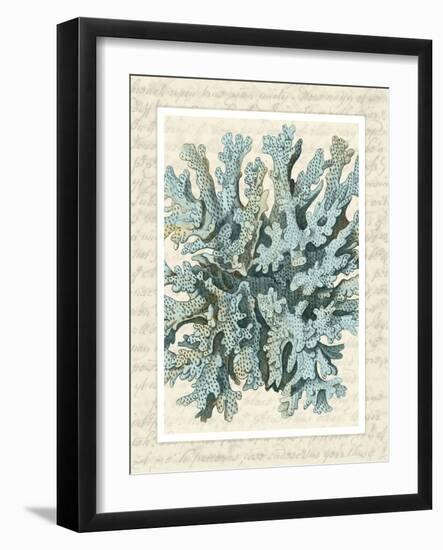 Blue Corals On VIntage Script c-Fab Funky-Framed Art Print