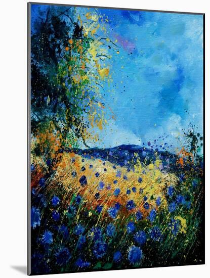 Blue Cornflowers 4505072-Pol Ledent-Mounted Art Print
