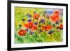 Blue Cornflowers And Red Poppies-Pol Ledent-Framed Art Print