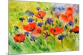 Blue Cornflowers And Red Poppies-Pol Ledent-Mounted Art Print