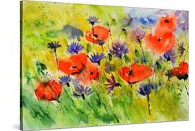 Blue Cornflowers And Red Poppies-Pol Ledent-Stretched Canvas