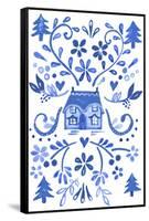 Blue Cottage-Elizabeth Rider-Framed Stretched Canvas