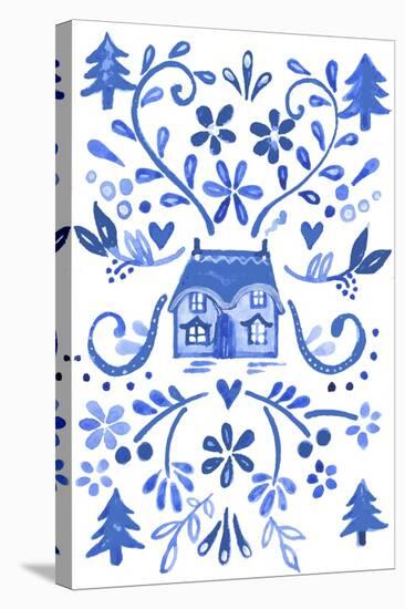 Blue Cottage-Elizabeth Rider-Stretched Canvas