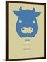 Blue Cow Multilingual Poster-NaxArt-Framed Art Print