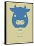 Blue Cow Multilingual Poster-NaxArt-Framed Stretched Canvas