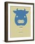 Blue Cow Multilingual Poster-NaxArt-Framed Art Print