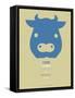 Blue Cow Multilingual Poster-NaxArt-Framed Stretched Canvas