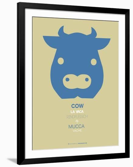 Blue Cow Multilingual Poster-NaxArt-Framed Art Print