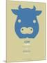 Blue Cow Multilingual Poster-NaxArt-Mounted Art Print